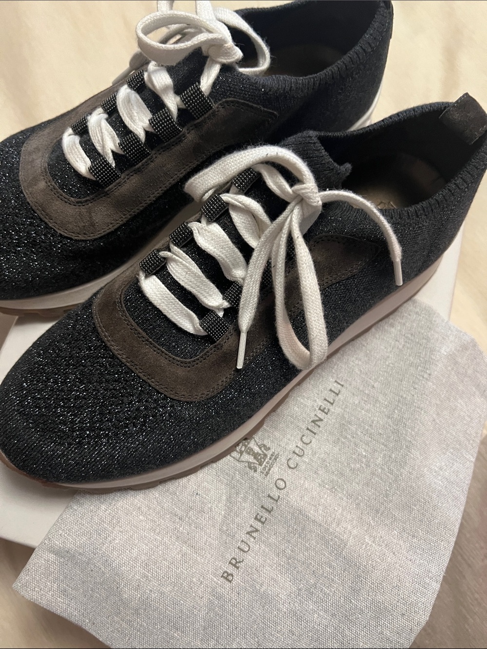 Brunello Cucinelli Monili  Shimmer knit Trainer sneakers